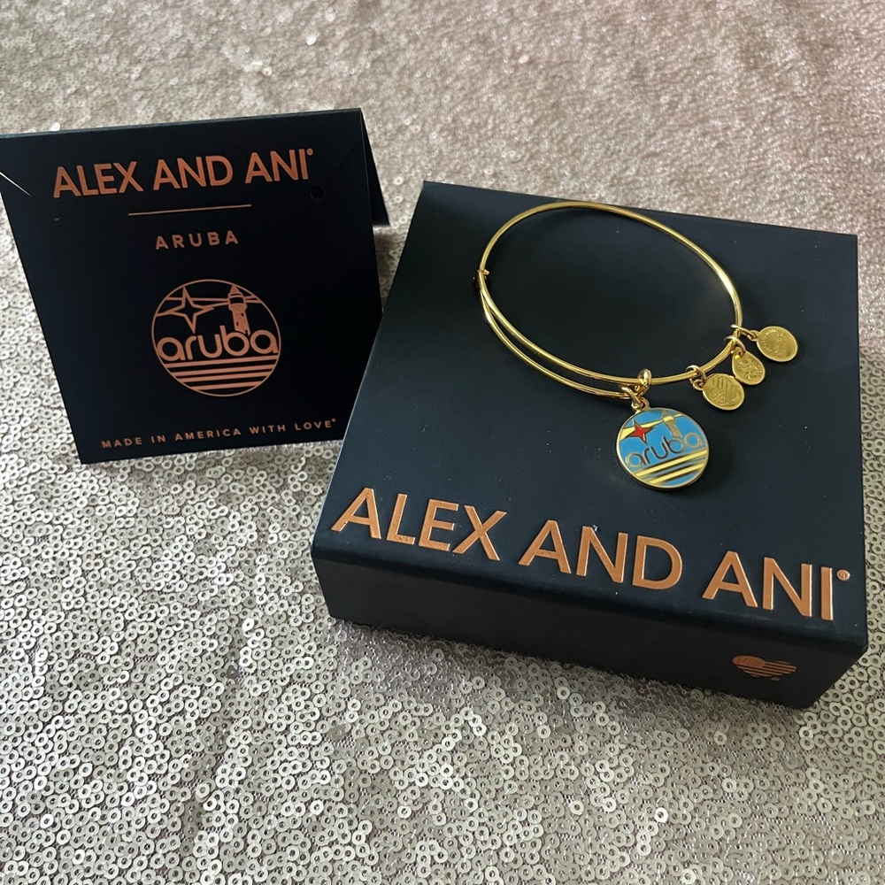 Alex and Ani Gold Bracelet with Aruba Charm - Picture 2 of 4